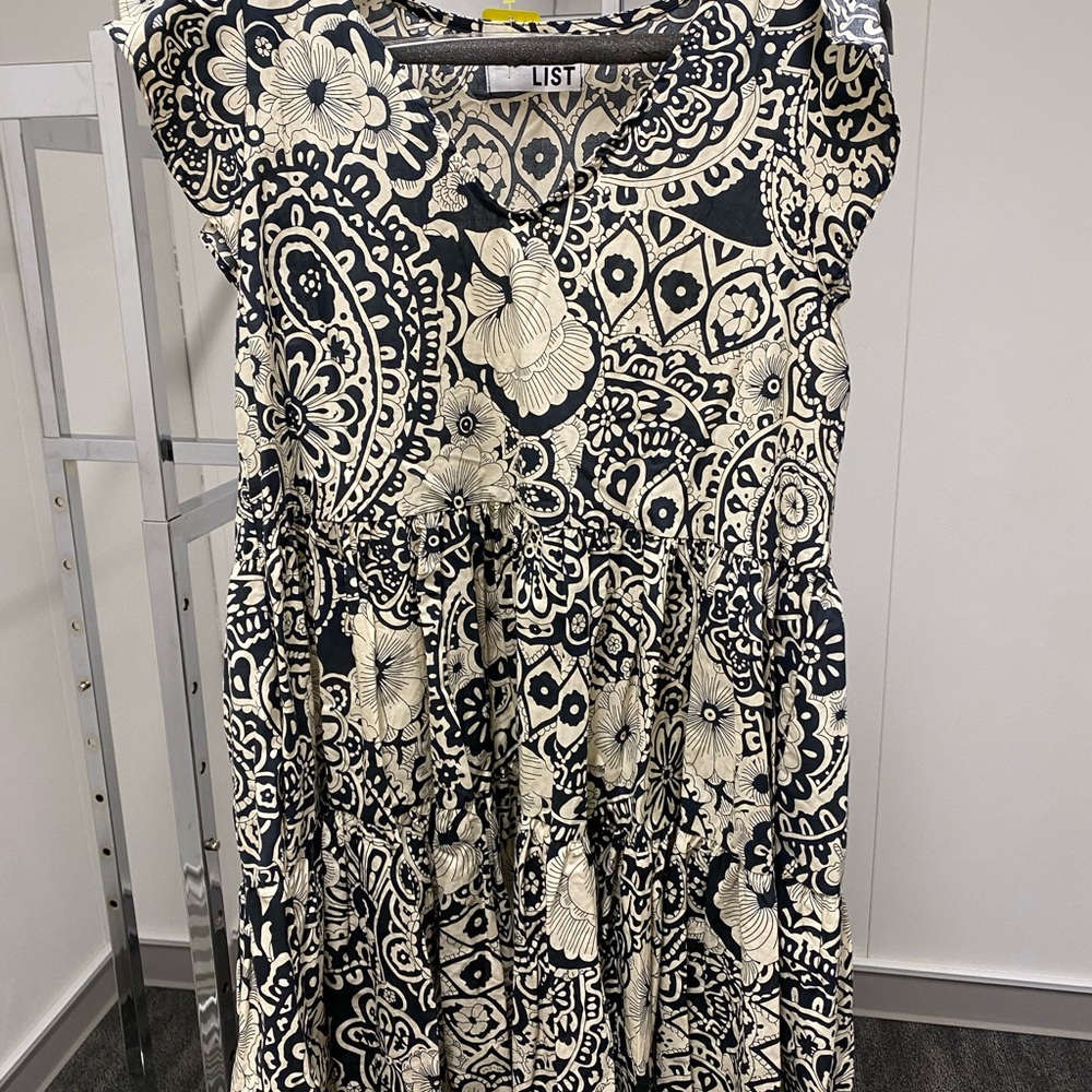 BUCKETLIST Black and Cream Patterned Mini Dress